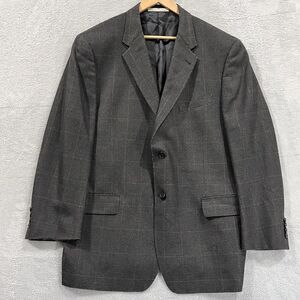 Joseph Abboud Blazer Jacket Men 44R Wool‎ Silk Gray Plaid Preppy